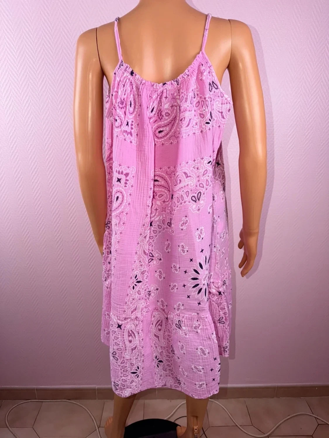 Vestido de mujer bandana de gasa de algodón usado una vez – photo 7